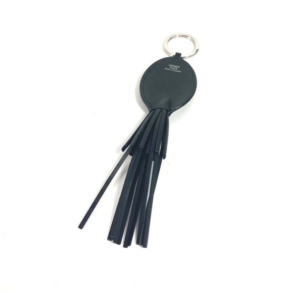 HERMES Poulpe Charm Bag Charm Key Ring Key Holder Leather Black Unused - Picture 8 of 13